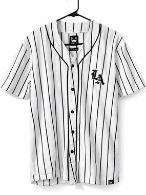 WXYZ LA Pinstripe Baseball Jersey Top Small Streetwear Button Front